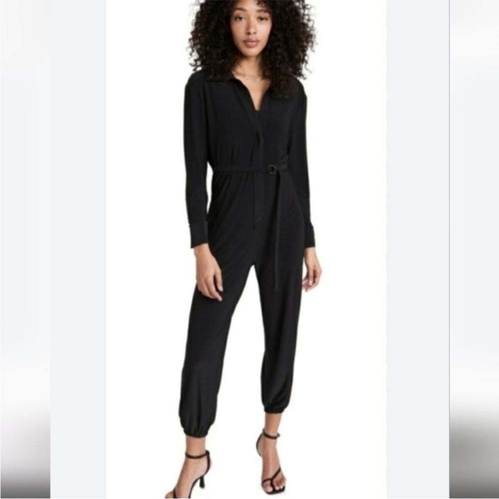 Norma Kamali Women's Black Long-Sleeve Belted Jumpsuit size xs NWT